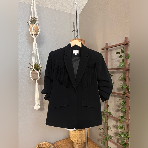 ▪️Cinq à Sept Black Dani Fringe Blazer Jacket - Picture 6 of 14